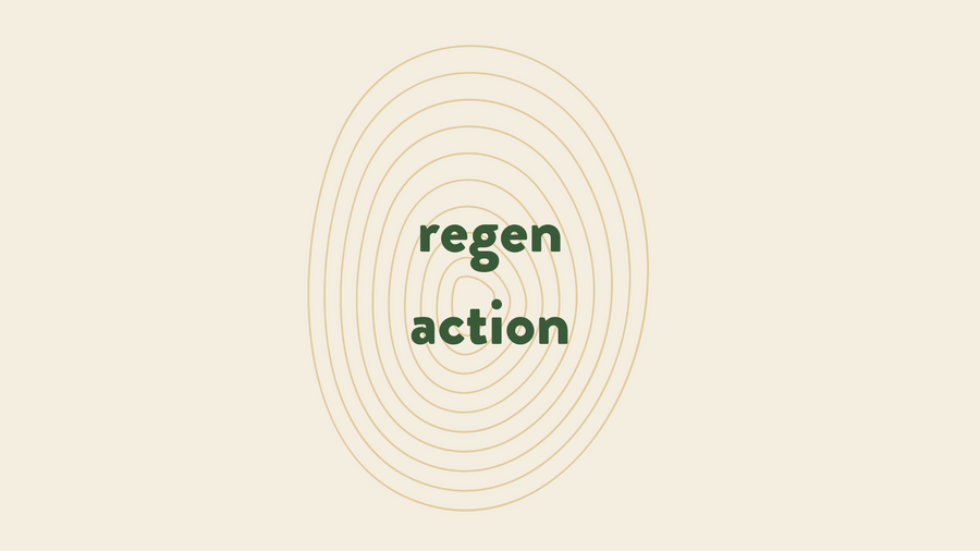 Regen Action logo on a cream background
