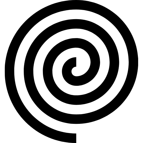 Black spiral symbol on white – the Biome Box philosophy